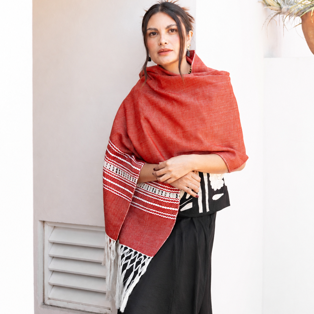 Handwoven Shawl - Terracotta – Origin Mexico