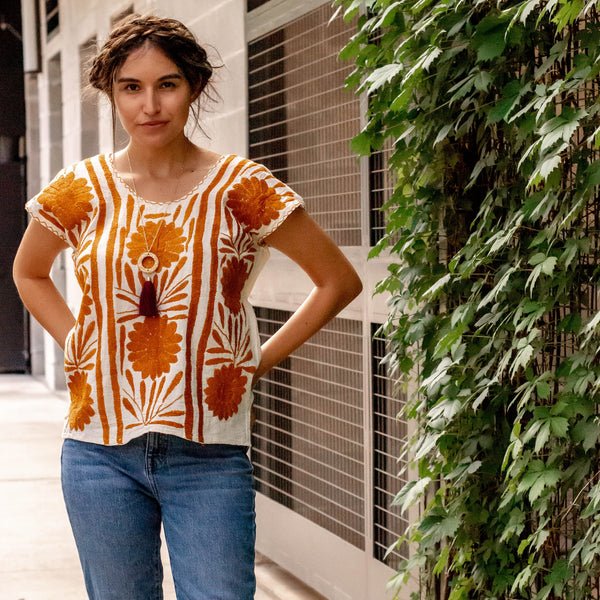 Palmita Blouse - Hand Embroidered in Oaxaca