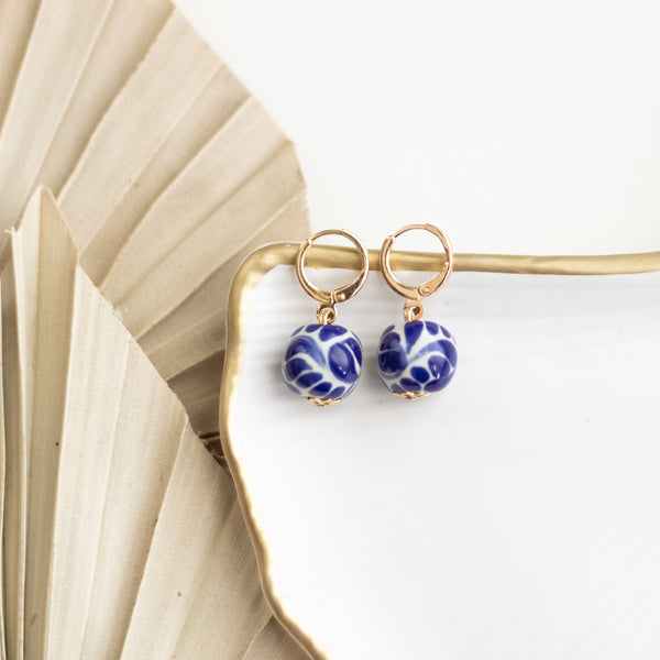 Alicia Earrings - 18K Gold Plated Talavera