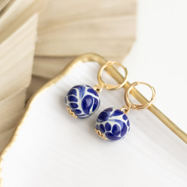 Alicia Earrings - 18K Gold Plated Talavera