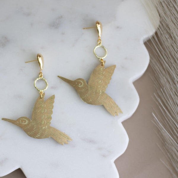 Jícara Statement Earrings  - Gold Colibri