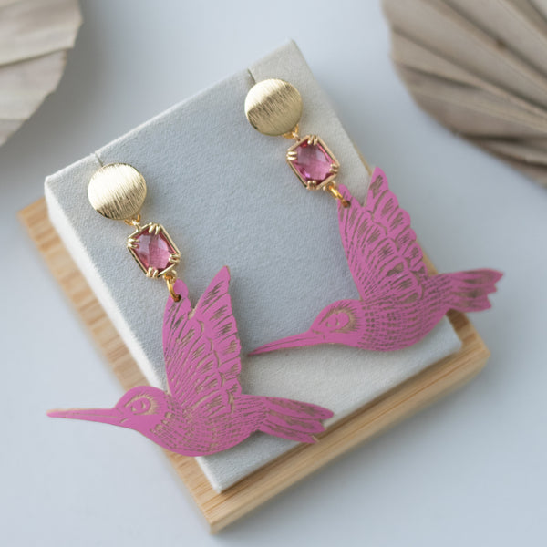 Jícara Statement Earrings  - Pink Colibri
