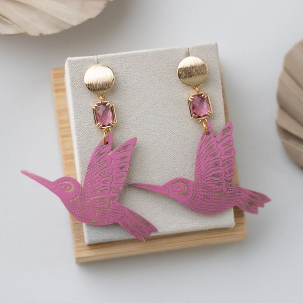 Jícara Statement Earrings  - Pink Colibri