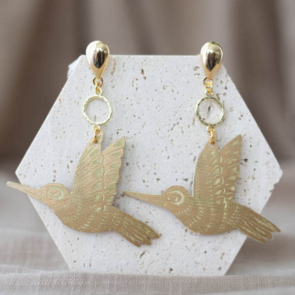 Jícara Statement Earrings  - Gold Colibri
