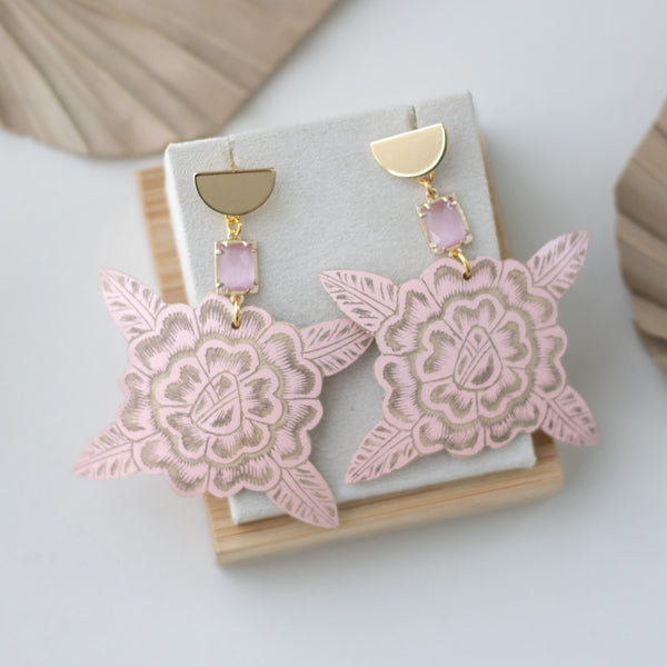 Jícara Statement Earrings  - Rose Flower