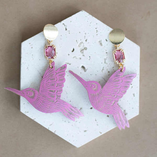 Jícara Statement Earrings  - Pink Colibri