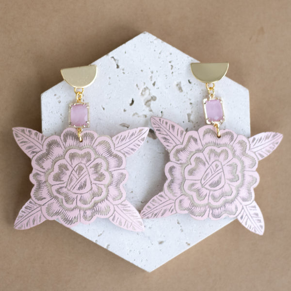 Jícara Statement Earrings  - Rose Flower