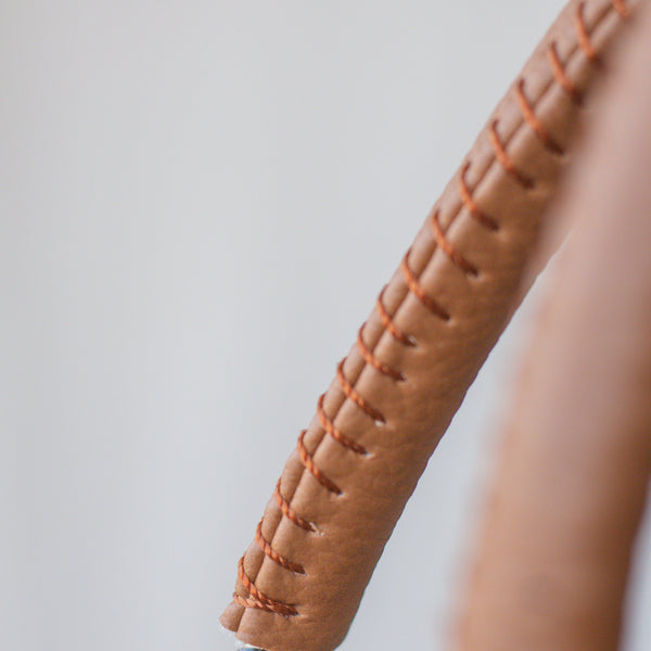 Handwoven Oaxaca Tote Bag - Black and Tan with Leather Handles