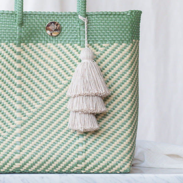 Handwoven Oaxaca Tote Bag - Green and Tan