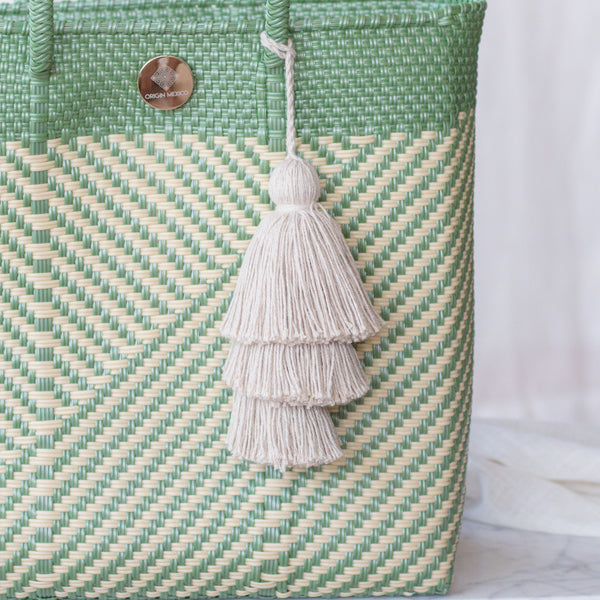 Handwoven Oaxaca Tote Bag - Green and Tan