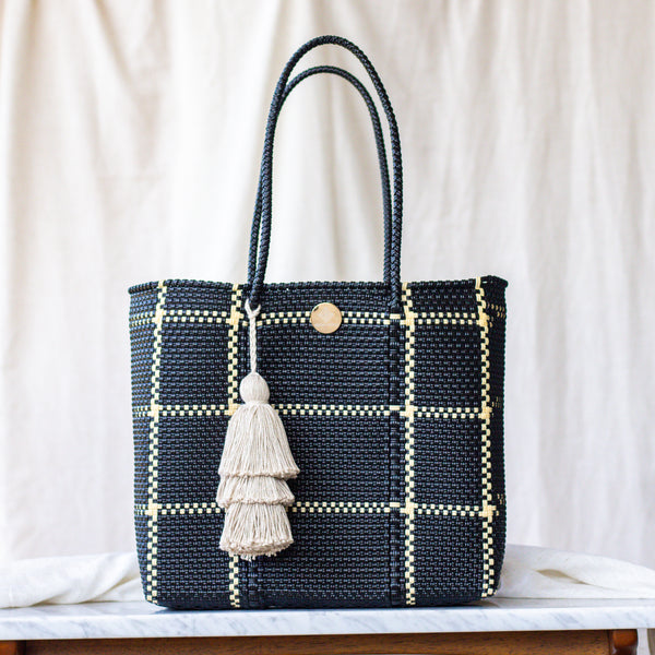 Handwoven Oaxaca Tote Bag - Black and Tan
