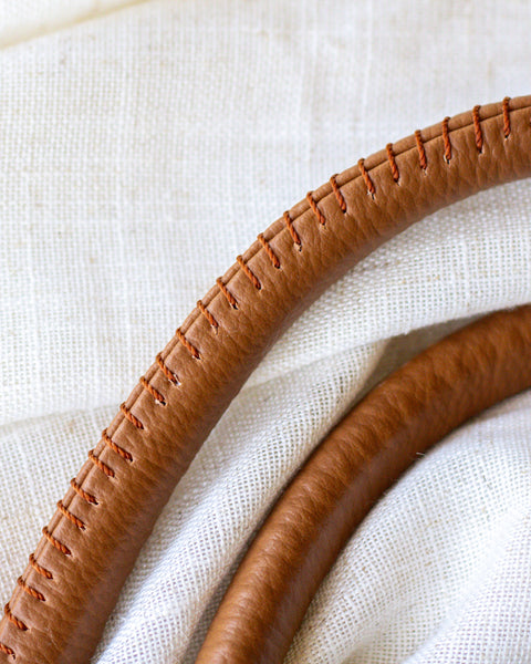 Handwoven Oaxaca Tote Bag - Black and Tan with Leather Handles