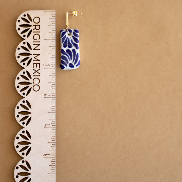 Beatriz Earrings - 18K Gold Plated Blue Talavera