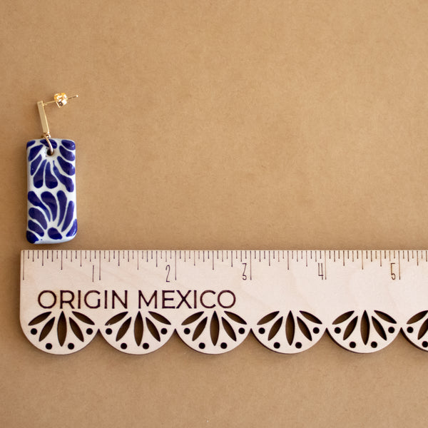 Beatriz Earrings - 18K Gold Plated Blue Talavera