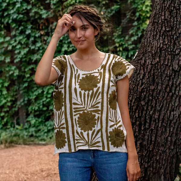 Palmita Blouse - Hand Embroidered in Oaxaca