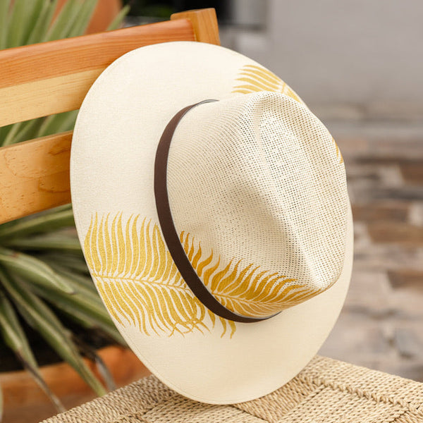 Hand Painted Lola Hat - Beige & Gold