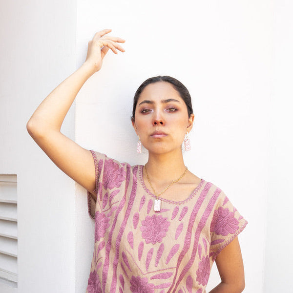 Beatriz Pink Talavera Necklace - 18K Gold Plated