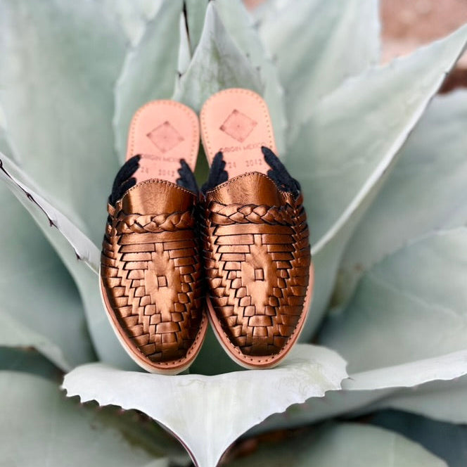 Handmade Mexican Huarache Slip On Sandals | Bronze | Pre Order