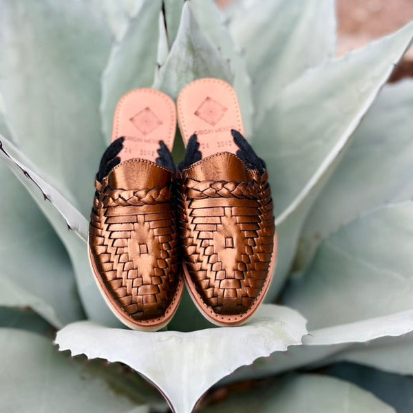Handmade Mexican Huarache Slip On Sandals | Bronze | Pre Order