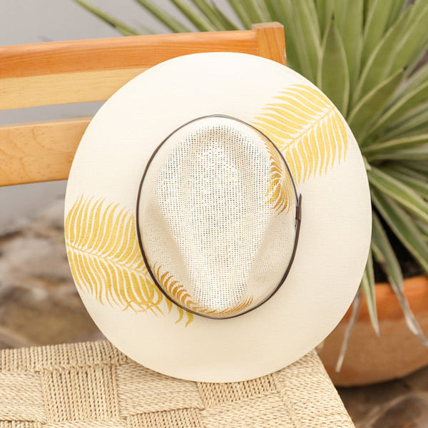 Hand Painted Lola Hat - Beige & Gold