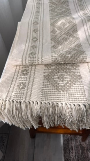 Handwoven Table Runner – Sand and Beige
