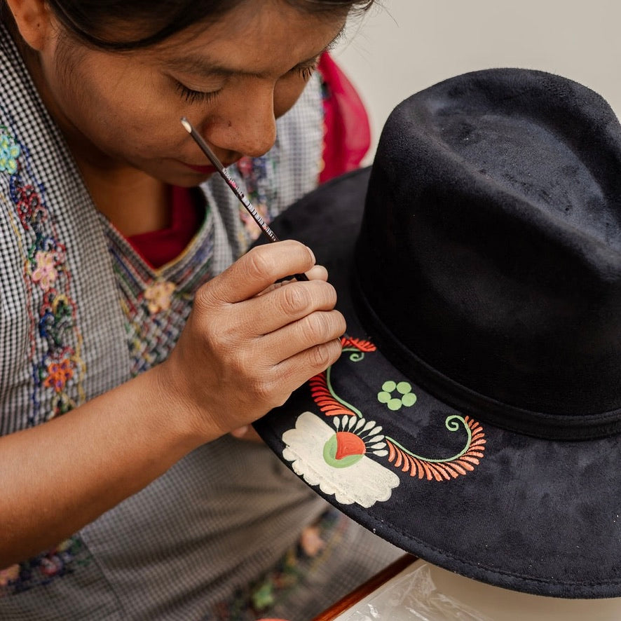Hand Painted Aurora Hat - Vegan Suede – Origin Mexico display picture 1