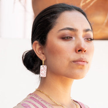 Beatriz Pink Talavera Earrings - 18K Gold Plated