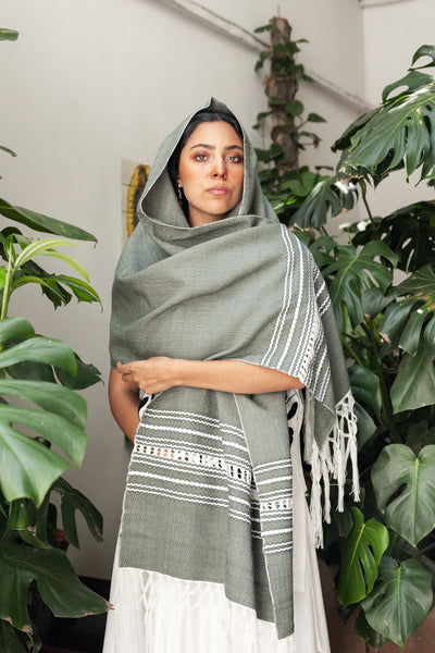 Handwoven Shawl - Olive