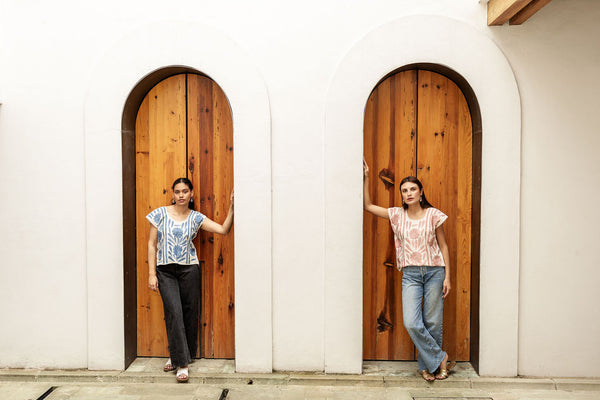 Palmita Blouse – Limited Edition: Dusty Rose & Blue