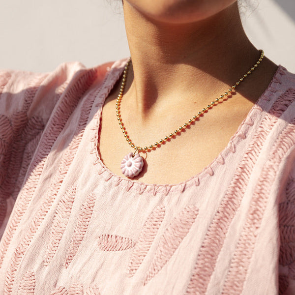 Adriana Pink Talavera Necklace - 18K Gold Plated