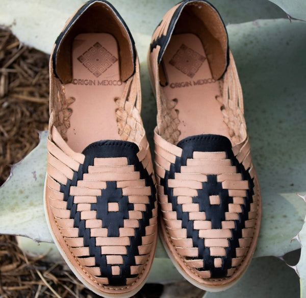 Handmade Mexican Huarache Sandals | Tan & Black | Pre Order