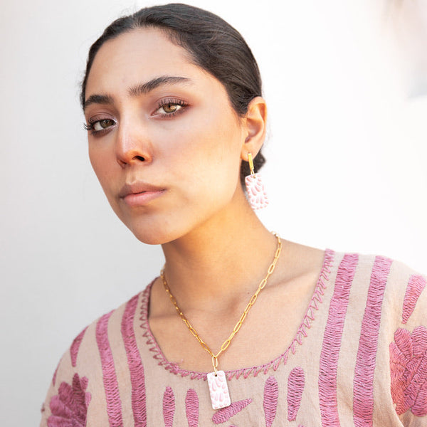 Beatriz Pink Talavera Earrings - 18K Gold Plated