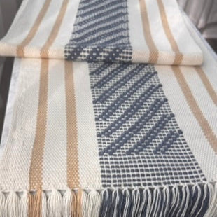 Handwoven Table Runner – Slate and Tan