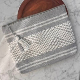 Handwoven Clutch Purse – Grey and White