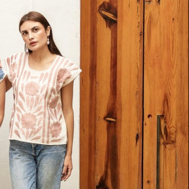 Palmita Blouse – Limited Edition: Dusty Rose & Blue