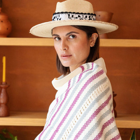 Handwoven Mexican Rebozo in Berry and Grey – Organic Cotton Shawl