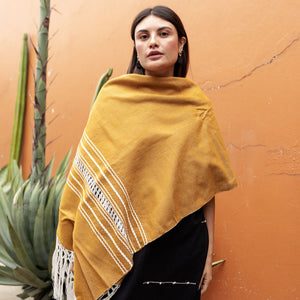 Handwoven Mexican Rebozo in Mustard – Organic Cotton Shawl