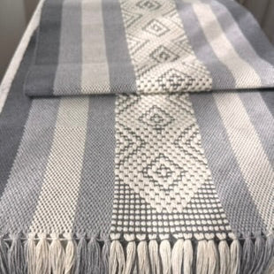 Handwoven Table Runner – Grey and White
