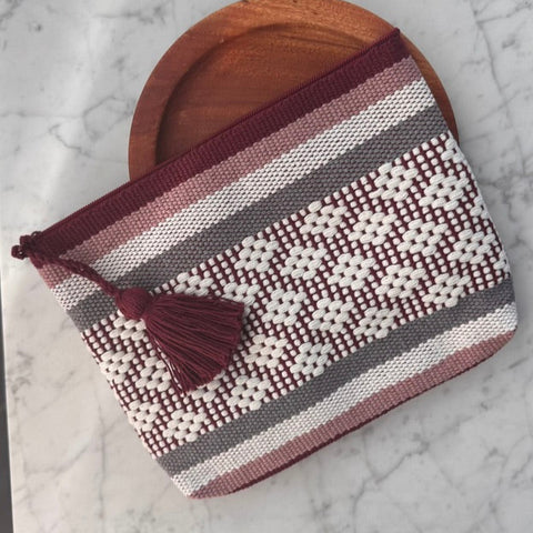 Handwoven Clutch Purse – Maroon and White