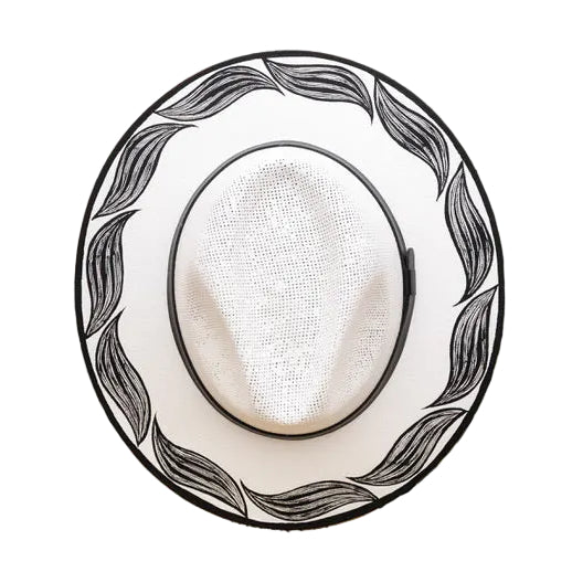 Hand Painted Pilar Hat - White & Black