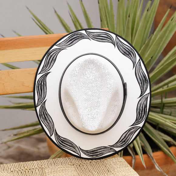 Hand Painted Pilar Hat - White & Black