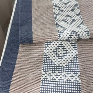 Handwoven Table Runner – Blue, Tan and White