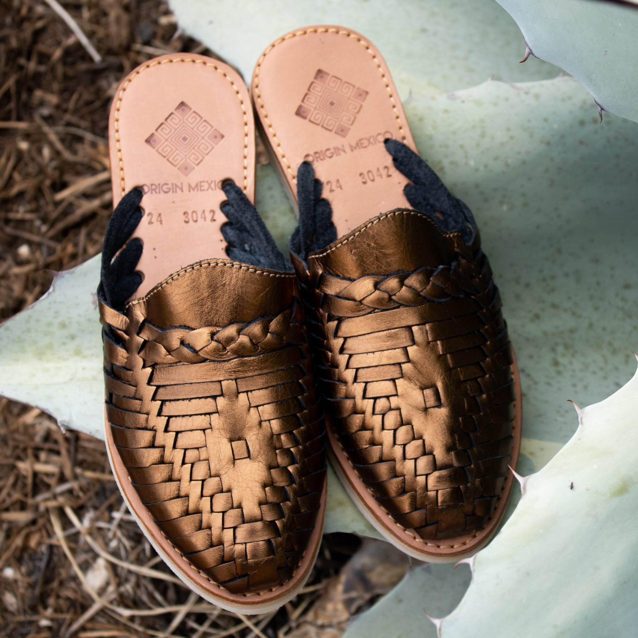 Handmade Mexican Huarache Slip On Sandals | Bronze | Pre Order