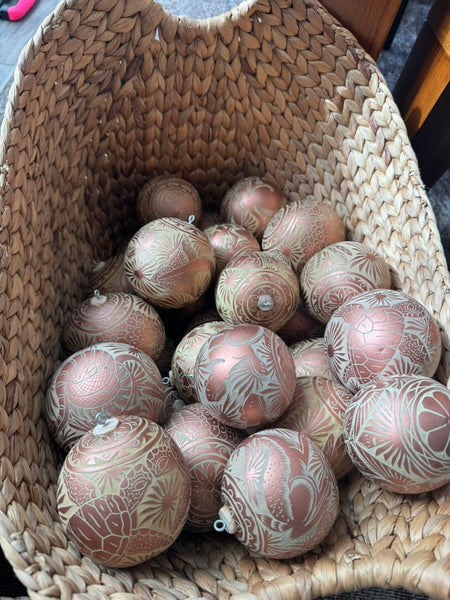 Hand Carved Christmas Ornament Set - Presale