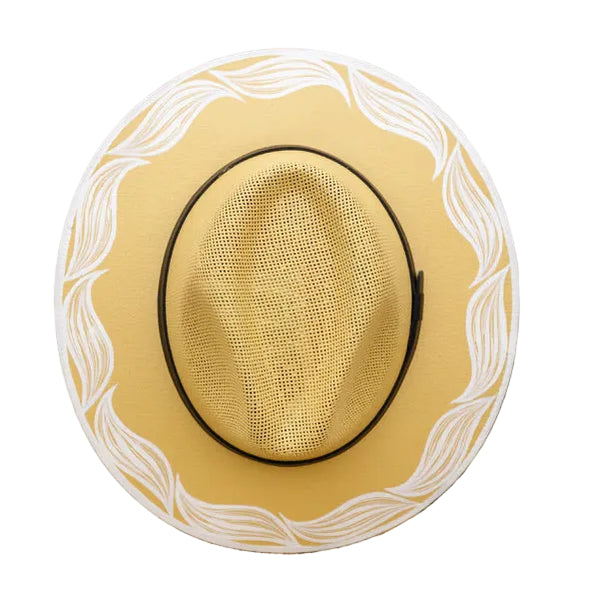 Hand Painted Belinda Hat - Camel & White