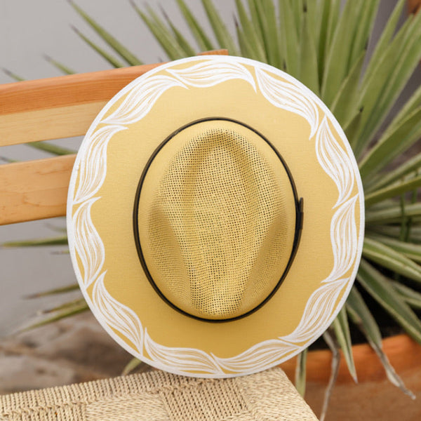 Hand Painted Belinda Hat - Camel & White