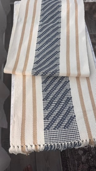 Handwoven Table Runner – Slate and Tan
