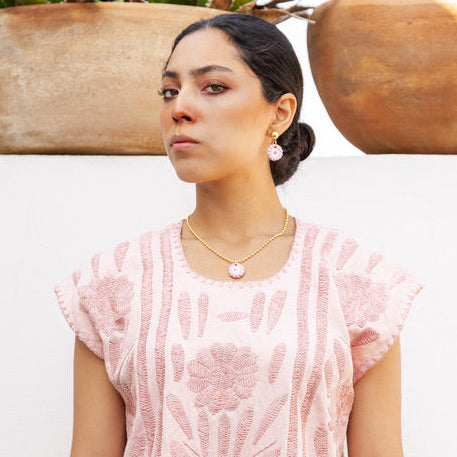 Adriana Pink Talavera Necklace - 18K Gold Plated