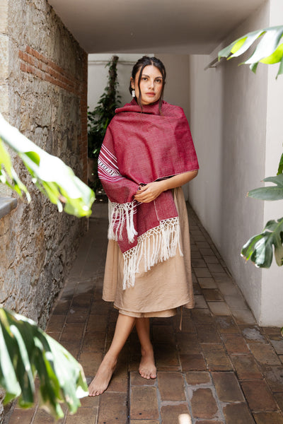 Handwoven Shawl - Berry