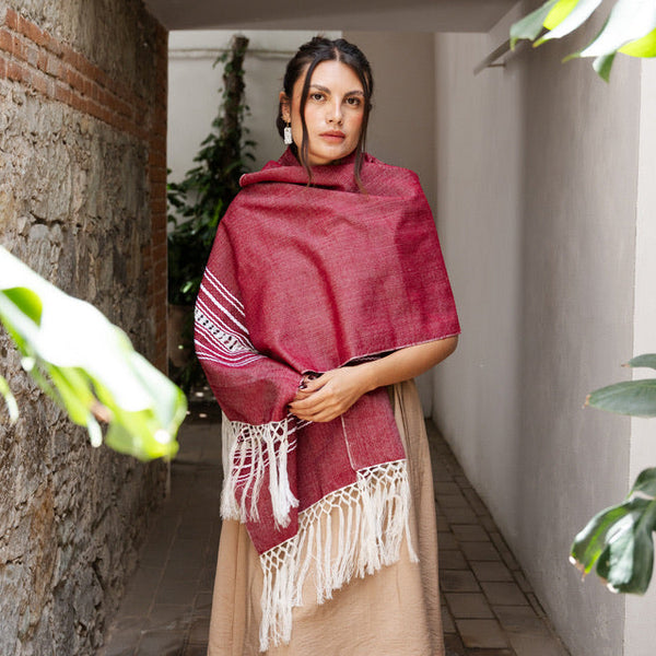 Handwoven Shawl - Berry